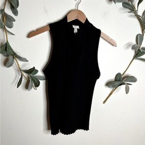 NWT Ribbed Black Mock Neck Tank